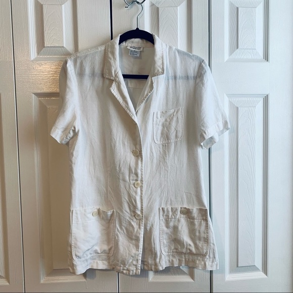 Vintage Talbots White Irish Linen Button Down Top - Picture 1 of 5